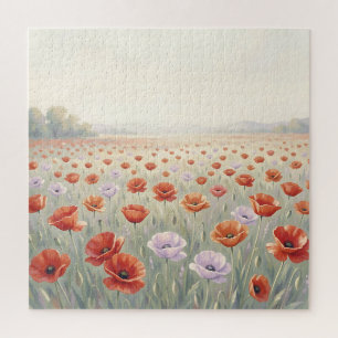 Rotes Mohnfeld Wildblumenwiese Puzzle