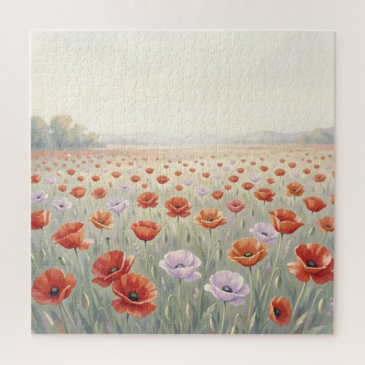 Rotes Mohnfeld Wildblumenwiese Puzzle (Vertikal)