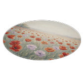 Rotes Mohnfeld Wildblumenwiese Schneidebrett (Ecke)