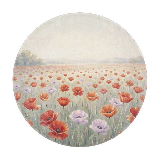 Rotes Mohnfeld Wildblumenwiese Schneidebrett (Vorderseite)