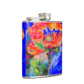 Rotes Mohnmonogramm - blau Flachmann (Rechts)