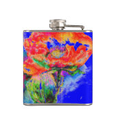 Rotes Mohnmonogramm - blau Flachmann (Rückseite)