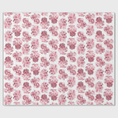 Rotes monochromes Floral Wrapping Paper Geschenkpapier (Flach)
