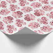 Rotes monochromes Floral Wrapping Paper Geschenkpapier (Ecke)