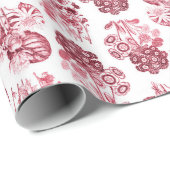 Rotes monochromes Floral Wrapping Paper Geschenkpapier (Rolleneckpunkt)