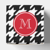 Rotes Monogramm aus schwarzem Hahnentrittmuster Geschenkschachtel (Oben)