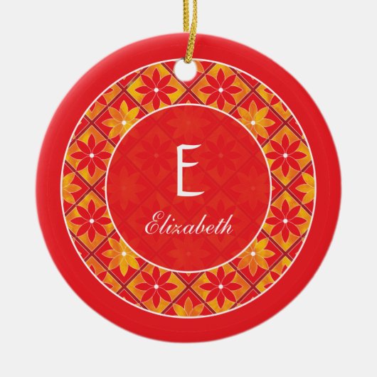 Rotes Monogramm-dekorative Keramik Ornament (Vorne)