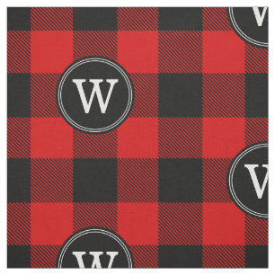 Rotes Monogramm des schwarzer Büffel-kariertes Stoff