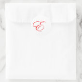 Rotes Monogramm E Runder Aufkleber (Tasche)