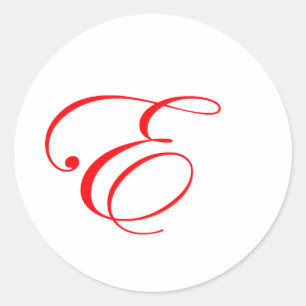 Rotes Monogramm E Runder Aufkleber