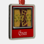 rotes Monogramm E Silbernes Ornament (Rechts)