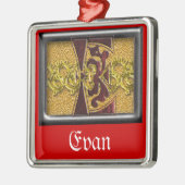 rotes Monogramm E Silbernes Ornament (Links)