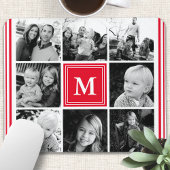 Rotes Monogramm-Familienfoto-Collage Mousepad