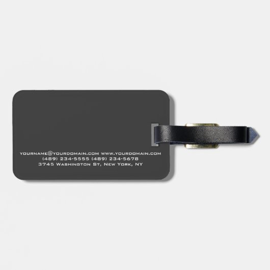 Rotes Monogramm Grau Modernes Minimalistisch Gepäckanhänger (Rückseite horizontal)