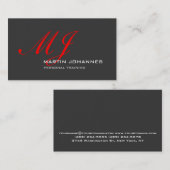 Rotes Monogramm Grauer Personal Trainer Modern Visitenkarte (Vorne/Hinten)