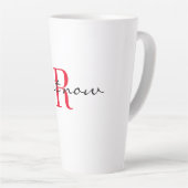 Rotes Monogramm-Initial Stylisches 'Mach es jetzt' Milchtasse (Rechte Ecke)