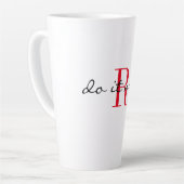 Rotes Monogramm-Initial Stylisches 'Mach es jetzt' Milchtasse (Linke Ecke)