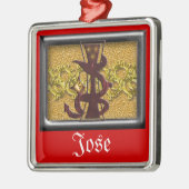 rotes Monogramm J Ornament Aus Metall (Links)