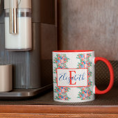Rotes Monogramm mit weißem und blauem Namen, 4. Ju Tasse