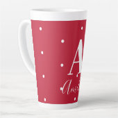 Rotes Monogramm Name Polka Dots Muster Milchtasse (Linke Ecke)