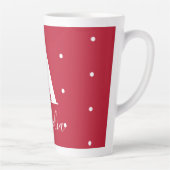 Rotes Monogramm Name Polka Dots Muster Milchtasse (Rechts)