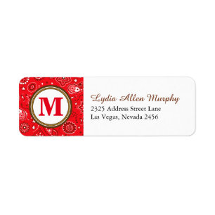 Rotes Monogramm-Paisley-Muster