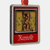 rotes Monogramm R Ornament Aus Metall (Rechts)