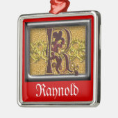 rotes Monogramm R Ornament Aus Metall (Links)