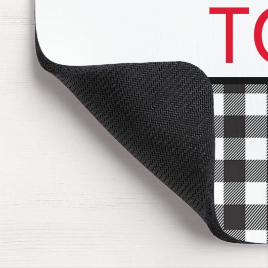 Rotes Monogramm Schwarz/Weiß Buffalo Kariert Mousepad (Ecke)