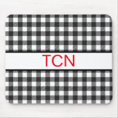 Rotes Monogramm Schwarz/Weiß Buffalo Kariert Mousepad (Vorne)