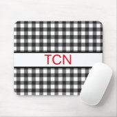 Rotes Monogramm Schwarz-Weiß-Büffel-Karo  Mousepad (Mit Mouse)