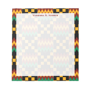 Rotes Monogramm Schwarzes Gelbes Kwanzaa Kente Tuc Notizblock