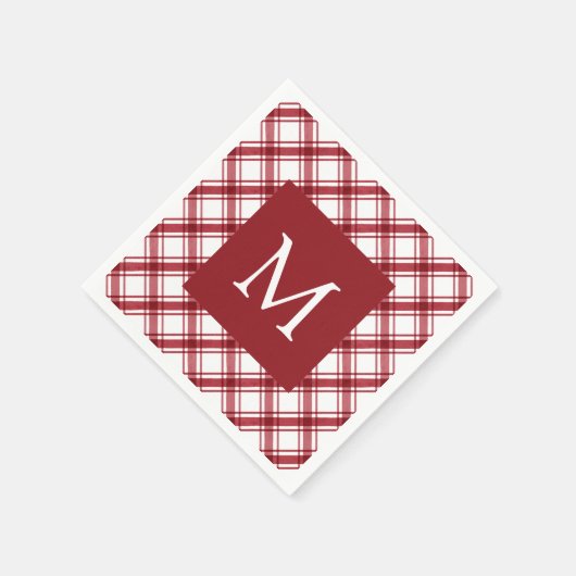 Rotes Monogramm Serviette (Ecke)