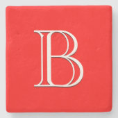 Rotes Monogramm Single Initial Elegantes High End Steinuntersetzer (Vorderseite)