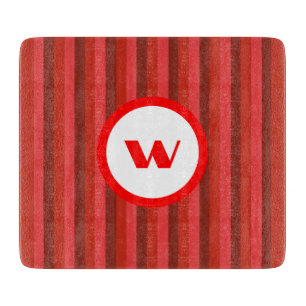 Rotes Monogramm und Streifen Schneidebrett
