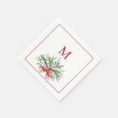 Rotes Monogramm Weihnachtsgrün Serviette (Ecke)
