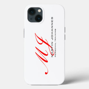 Rotes Monogramm Weiß Grau Personal Trainer Modern iPhone 13 Hülle