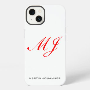 Rotes Monogramm Weiß Modern Minimalistisch iPhone 13 Hülle