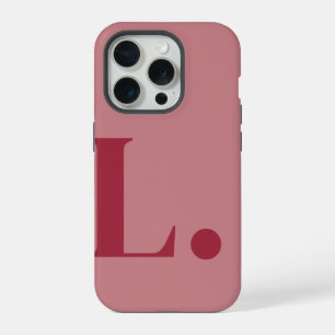 Rotes Monogrammbuchstabe Einfache Farbe Minimalist iPhone 15 Pro Hülle