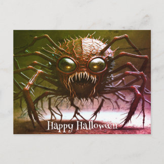 Rotes Monster Halloween-Postkarte Postkarte