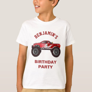 Rotes Monster-LKW-Kindergeburtstag-Party T-Shirt