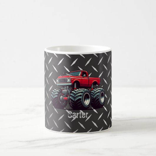 Rotes Monstertruck Kaffeetasse (Mittel)
