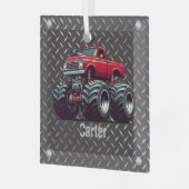 Rotes Monstertruck Ornament Aus Glas (Vorderseite links)