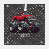 Rotes Monstertruck Ornament Aus Glas (Rückseite)