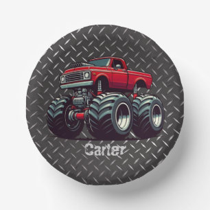 Rotes Monstertruck Pappteller