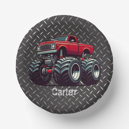 Rotes Monstertruck Pappteller (Vorderseite)