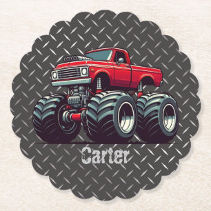 Rotes Monstertruck Untersetzer