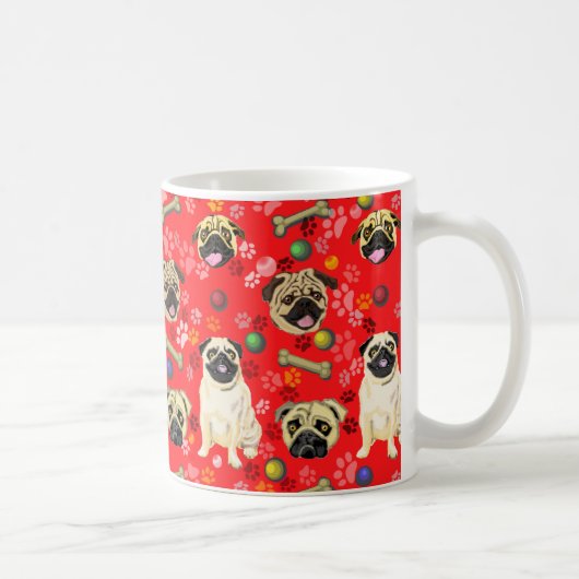 Rotes Mops-Design-Tasse Kaffeetasse (Rechts)