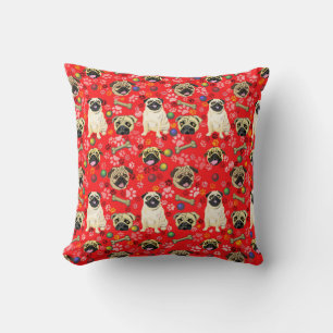 Rotes Mops-Druck-Kissen Kissen