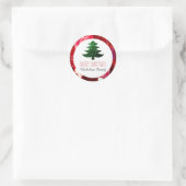 Rotes Mosaik Grünen Weihnachtsbaum Glitzern-Gesche Runder Aufkleber (Tasche)